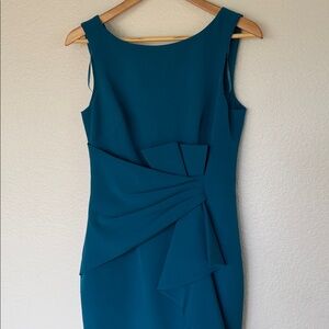 Eliza J Sleeveless Cascading Ruffle Front Gown emerald teal